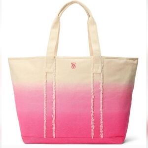 NWT Victoria's Secret Pink & Creme Colored Beach Tote